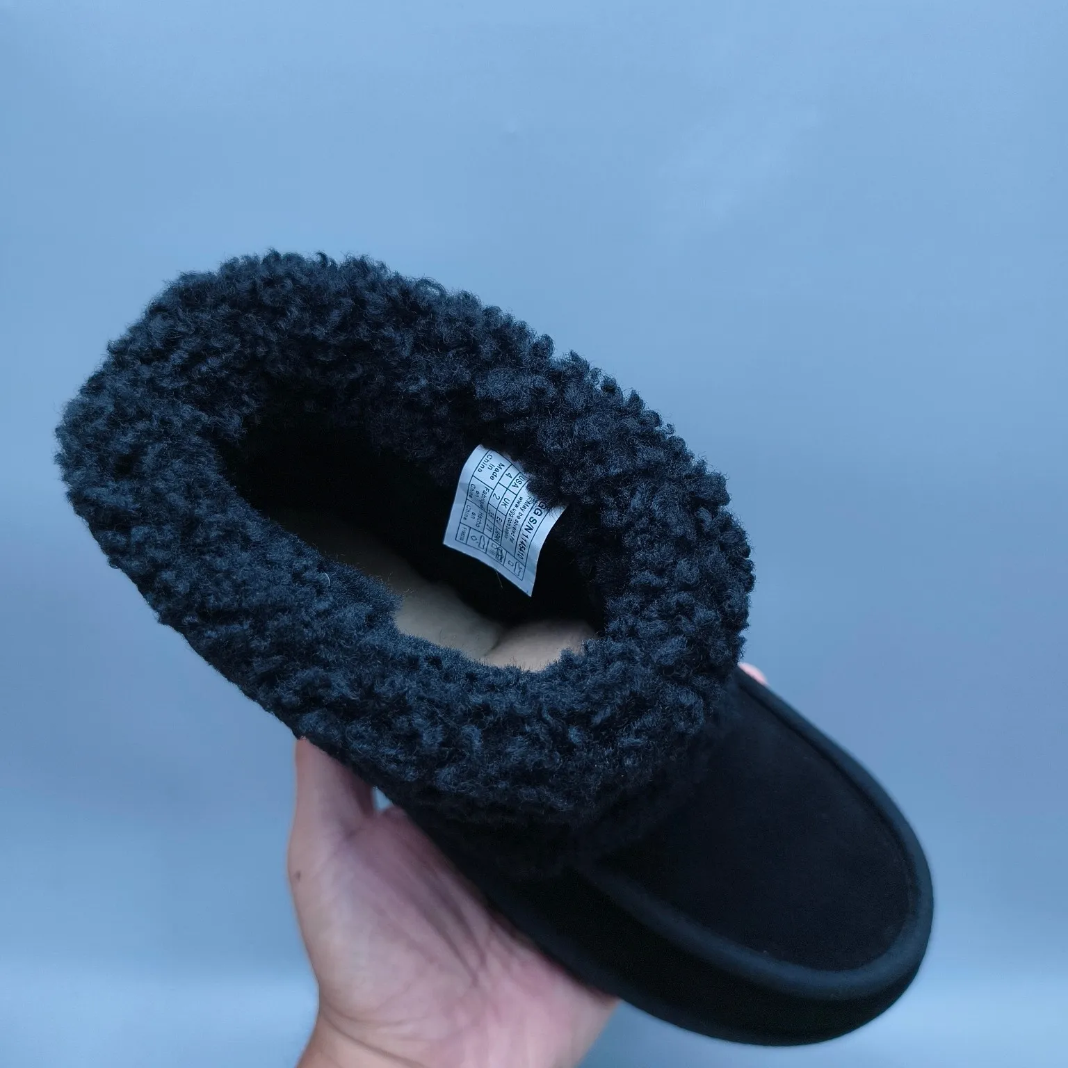 💰600 UGG sheepskin all-in-one snow boots 5410 Curly large LOGO mid-cut trendy boots Color: Maroon Black Size: 35-40